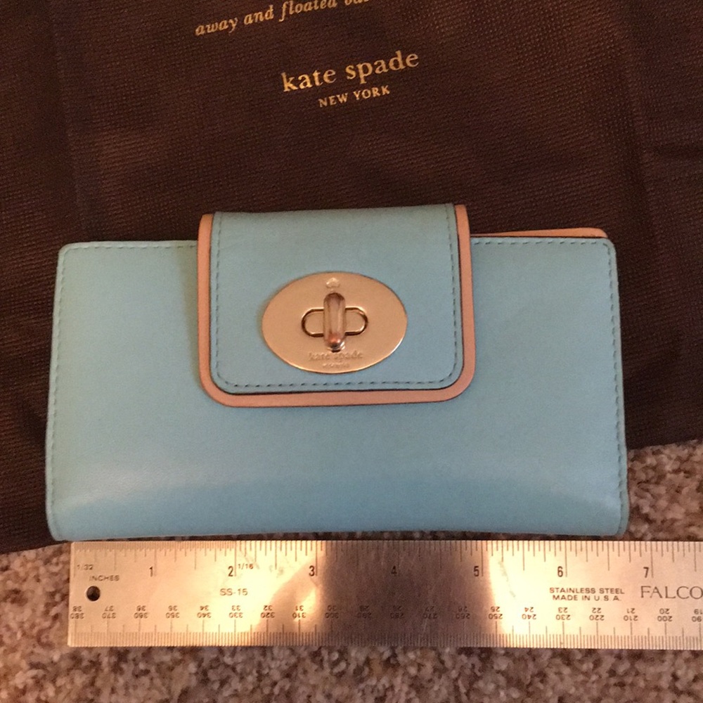 Large turquoise blue Kate spade wallet